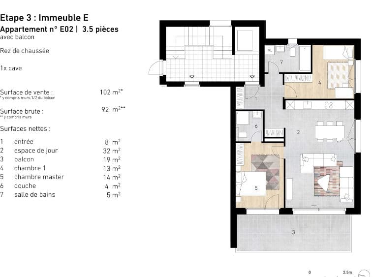1863 – Appartement – 3.5pièces – 695000CHF – 76.9m²