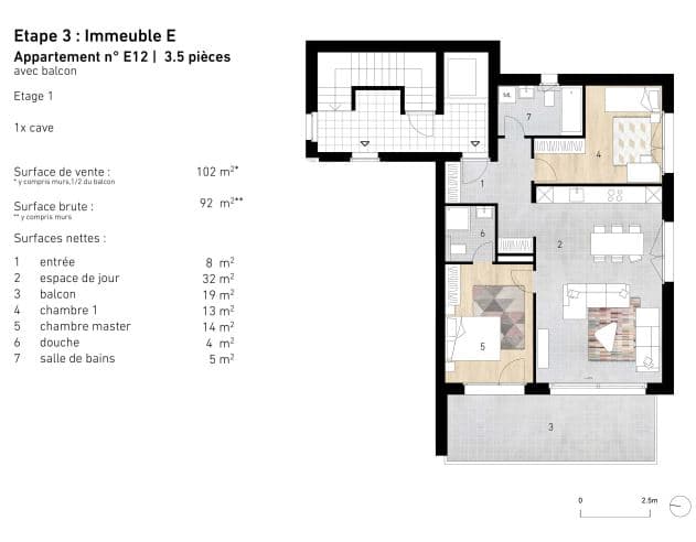 2113 – Appartement 3,5 pièces – 753000CHF – 75m²