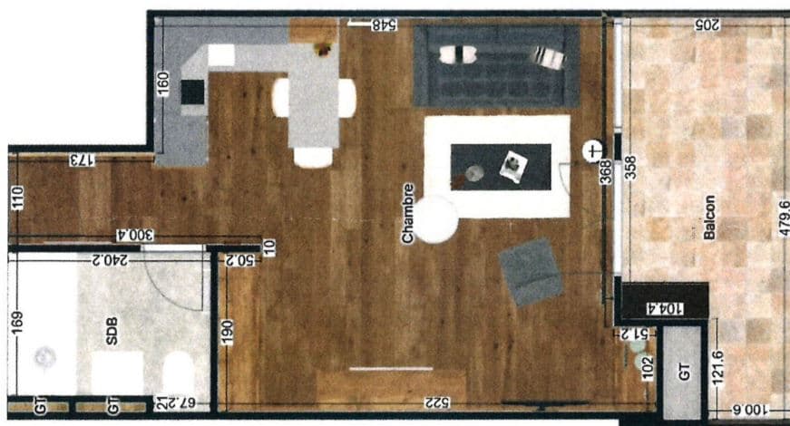 1912 – Appartement 1.5 pièces – 1800CHF – 15m²